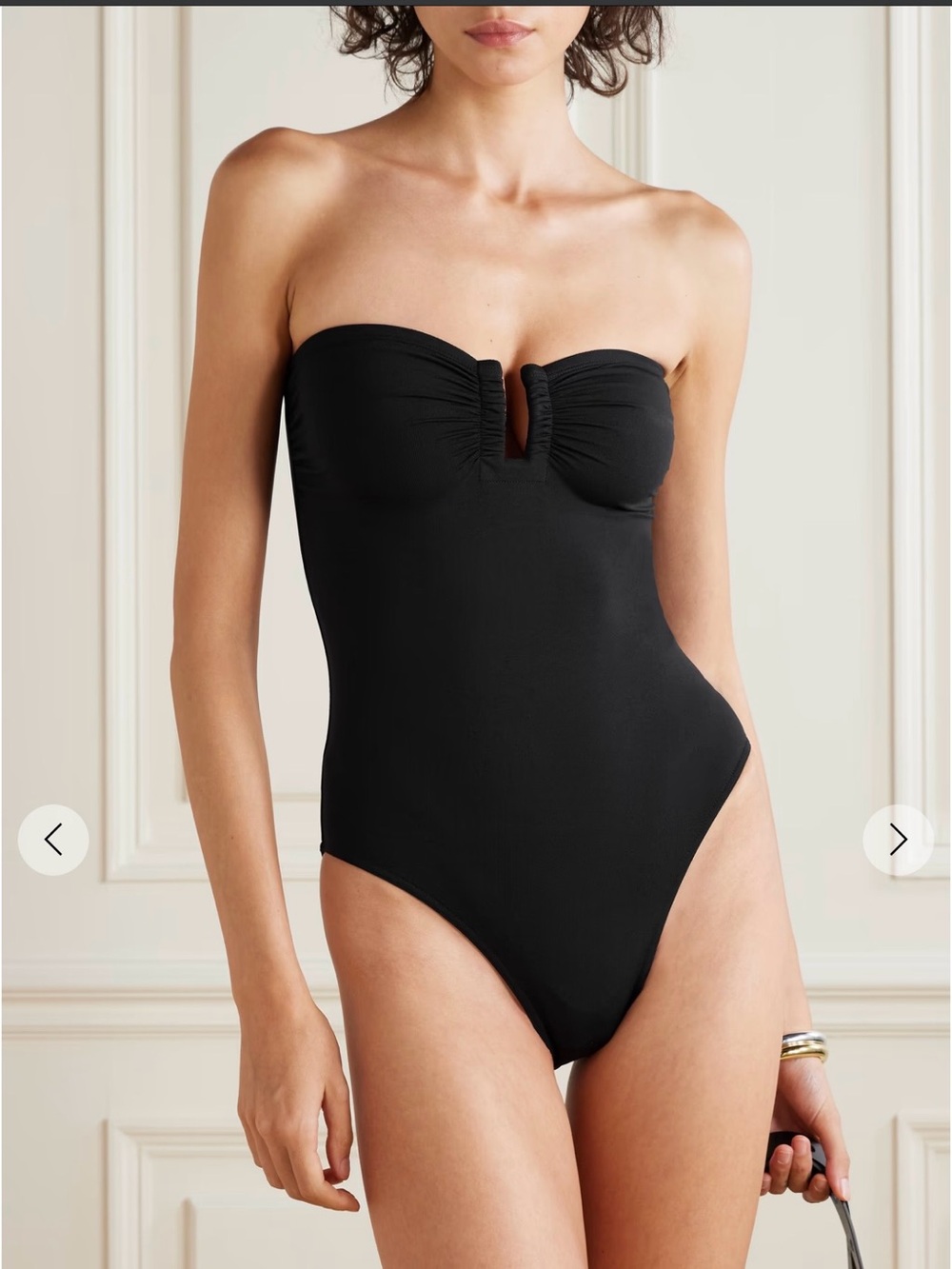 ERES Paris Black One-Piece Cassiopee sleek bandeu Peau Douce Fabric  size 14